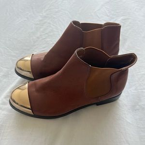 Ecote Tan Gold Cap Toe Ankle Boots
